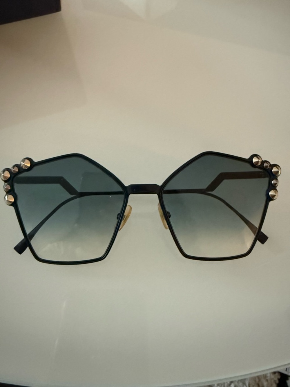 Black Geometric Women's Sunglasses with Stud Accents